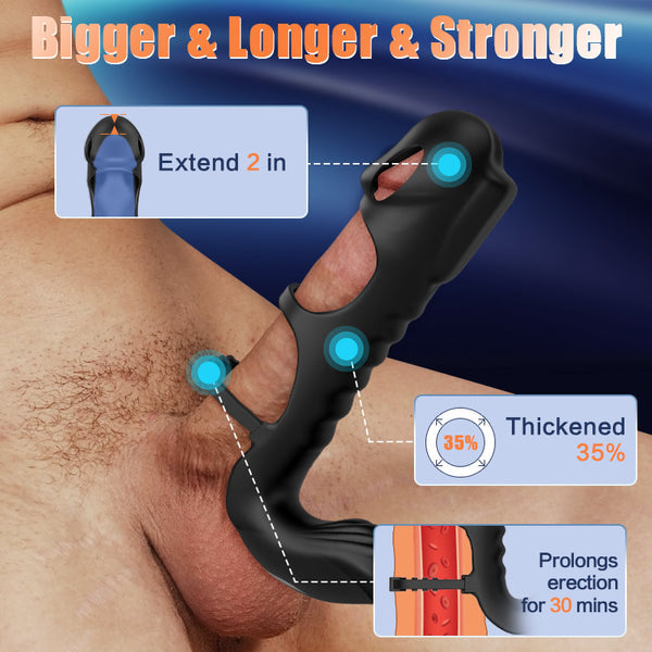 Sensatease - Dual Motor 7 Vibrating Penis Sleeve and Vibrator 2-in-1 Adult Toy