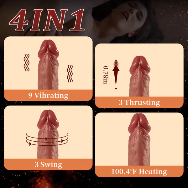 Sensatease Vibrating Tongue Licking 3 Thrusting & Swinging Heating 8.67 Inch Realistic Dildo
