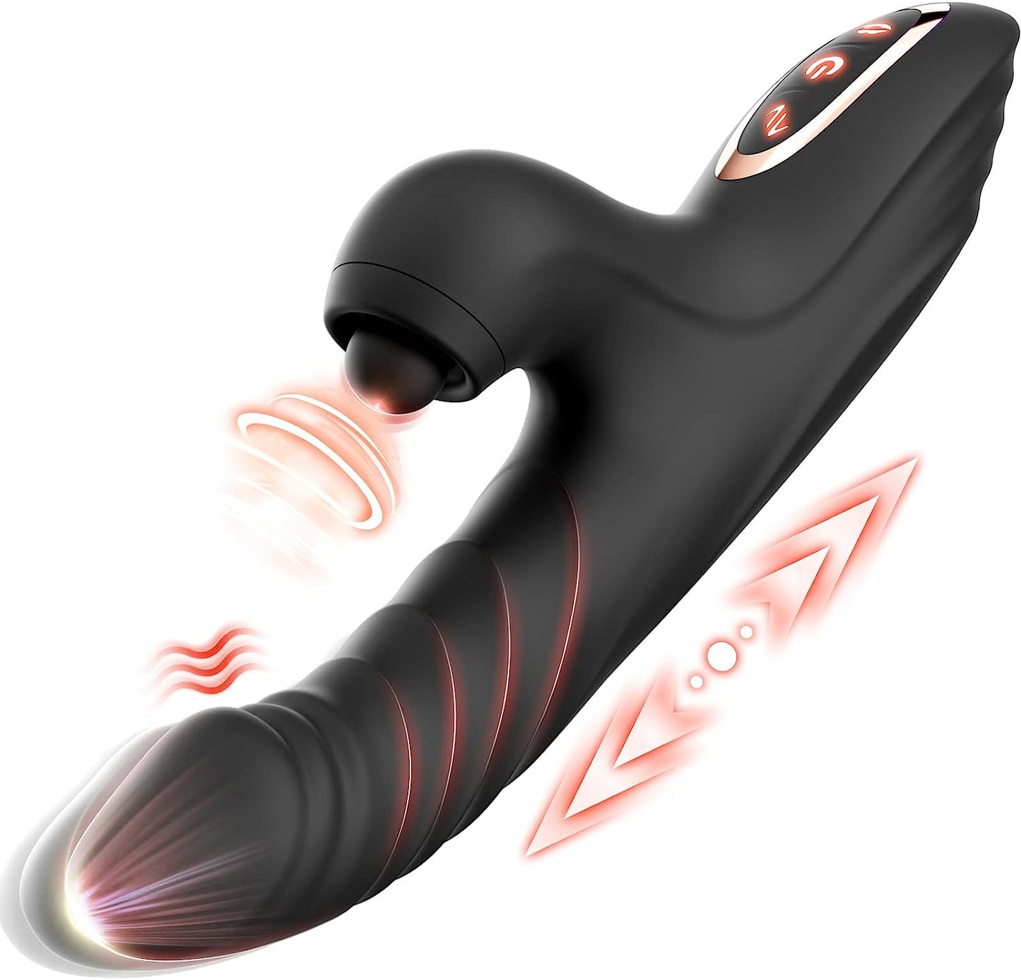 Sensatease - Thrusting Dildo Rabbit Vibrator for Women, Sex Toys Thrusting Vibrator Clitoris Stimulator with 10 Vibrations, 7 Thrusting Modes with Licking, G-spot Vibrators, Sex Toy for Women Couples Pleasure