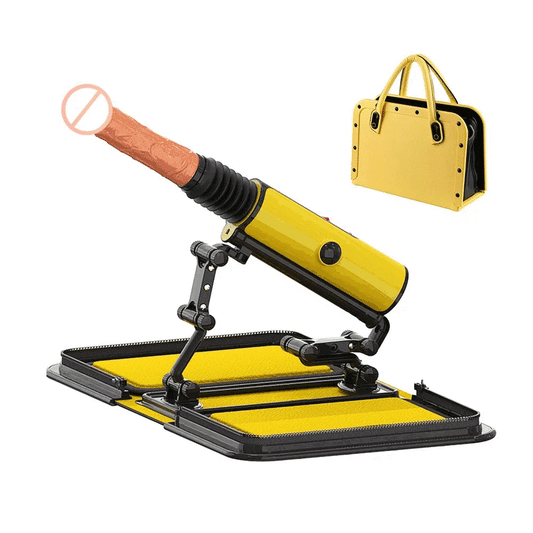 Sensatease - Leather Bag Female Sex Machine Masturbation Pumping Gun With Dildos