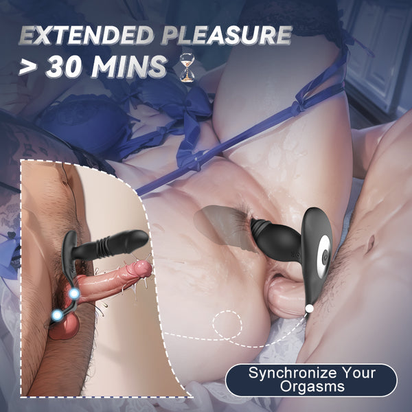 Ssensatease Glans 12 Thrusting & 3 Vibrating Cock Rings Prostate Massager