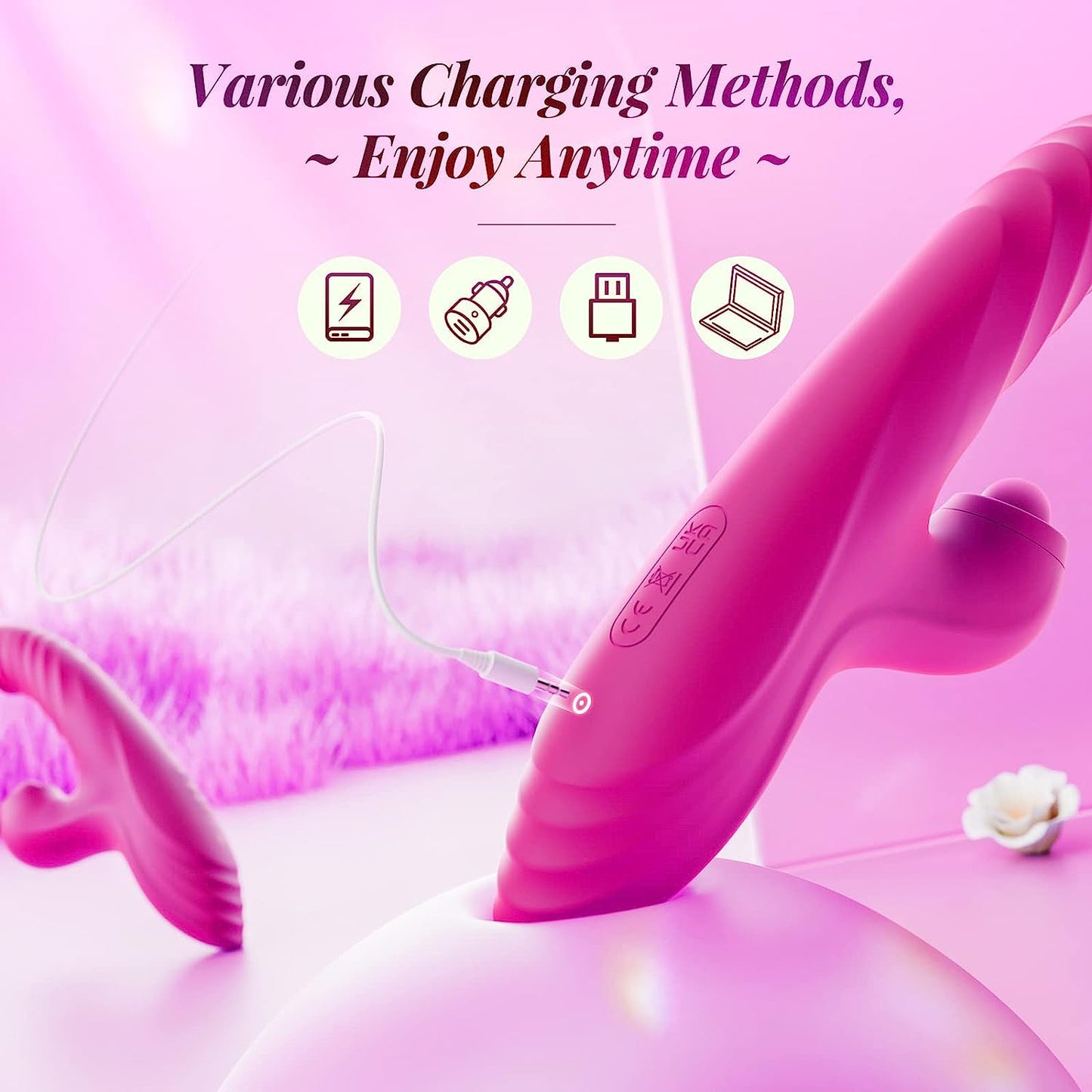 Sensatease - Thrusting Dildo Rabbit Vibrator for Women, Sex Toys Thrusting Vibrator Clitoris Stimulator with 10 Vibrations, 7 Thrusting Modes with Licking, G-spot Vibrators, Sex Toy for Women Couples Pleasure