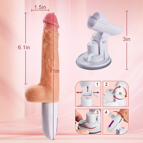 sensatease Multi-angles 8 Thrusting Rotating Vibrating Heating Remote Control Dildo Machine 11 Inch