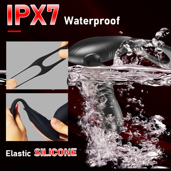 Sensatease Double Cock Ring Silicone Prostate Massager 10 Thrusts and Vibrations Low Noise