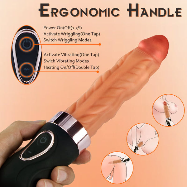 sensatease Wriggling Quiet 9 Vibrating Heating Vaginal Anal Vibrator Lifelike Dildo 9.65 Inch