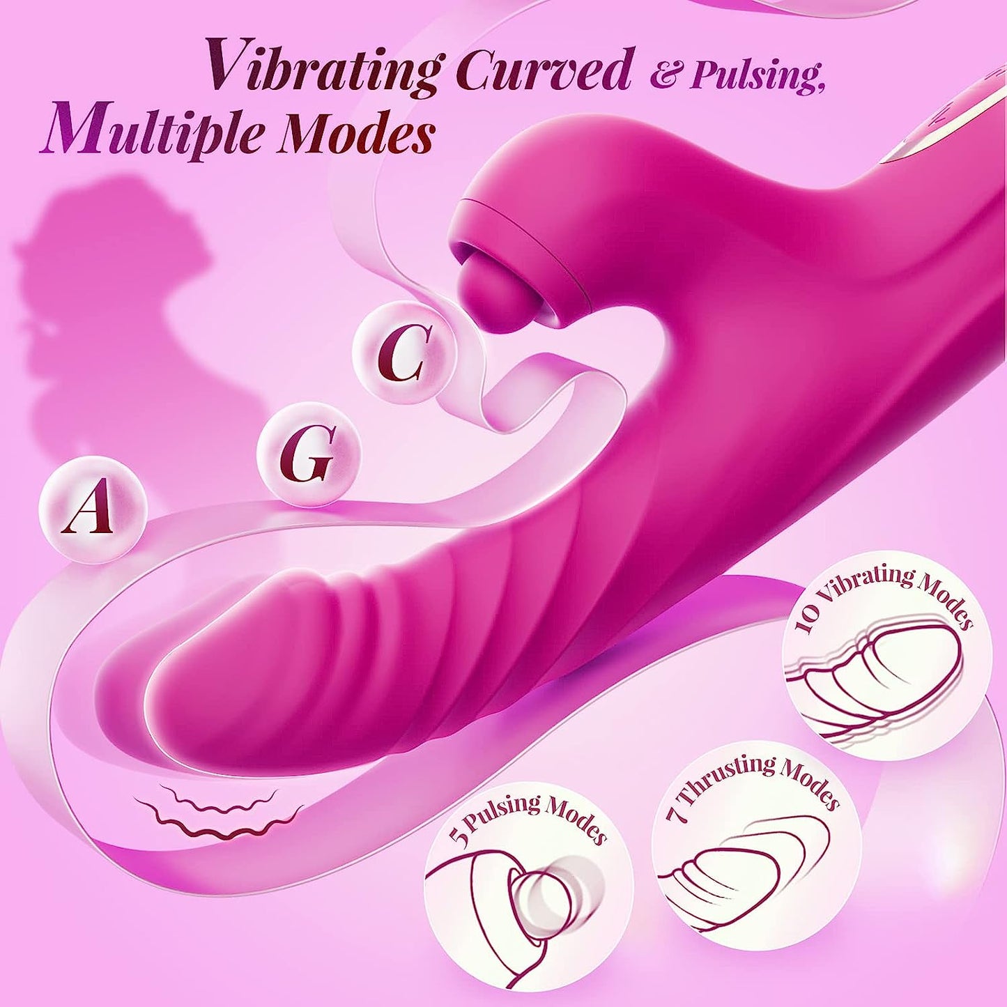 Sensatease - Thrusting Dildo Rabbit Vibrator for Women, Sex Toys Thrusting Vibrator Clitoris Stimulator with 10 Vibrations, 7 Thrusting Modes with Licking, G-spot Vibrators, Sex Toy for Women Couples Pleasure