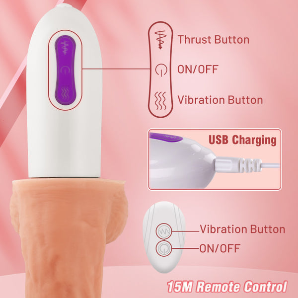 sensatease Multi-angles 8 Thrusting Rotating Vibrating Heating Remote Control Dildo Machine 11 Inch