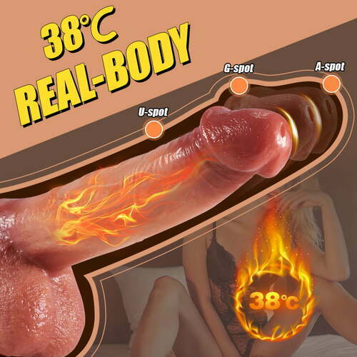 Sensatease Vibrating Tongue Licking 3 Thrusting & Swinging Heating 8.67 Inch Realistic Dildo