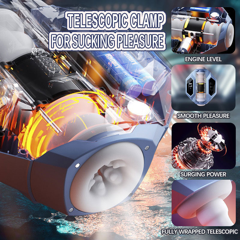 Sensatease Double-sided insertion Galaxy Battleship men's retractable suction heating masturbation device