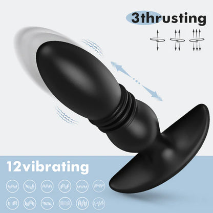 Sensatease - 3 Thrusting 12 Vibrating Silicone Prostate Massager with Remote Control
