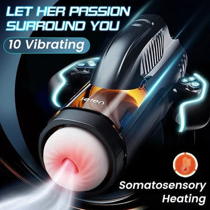 Sensatease - Deluxe 10-Mode Heating Male Masturbator with USB-C Charging