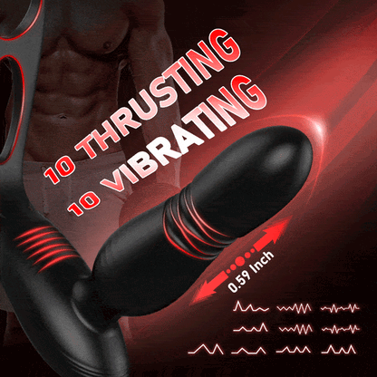 Sensatease Double Cock Ring Silicone Prostate Massager 10 Thrusts and Vibrations Low Noise