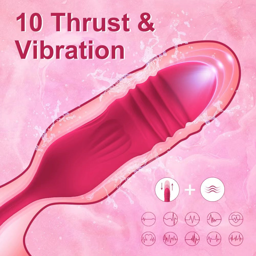Sensatease - Rose Toy Vibrator Female Telescopic Egg Jumping Tongue Licker Sex Toys