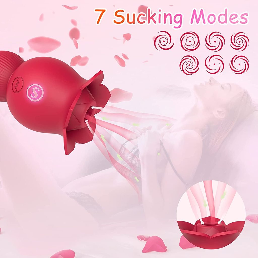 Sensatease - Rose Sucking and Tongue Vibrator 2 in 1 Rose Toy