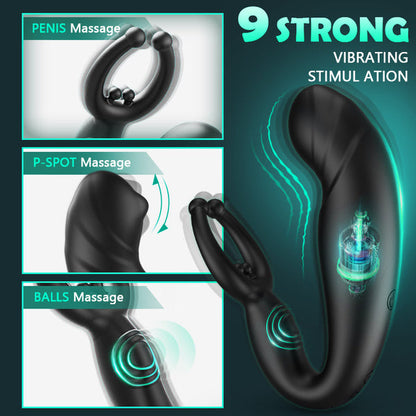 Sensatease - Bead Massage P-spot 9 Vibrating Prostate Massager with Remote Control