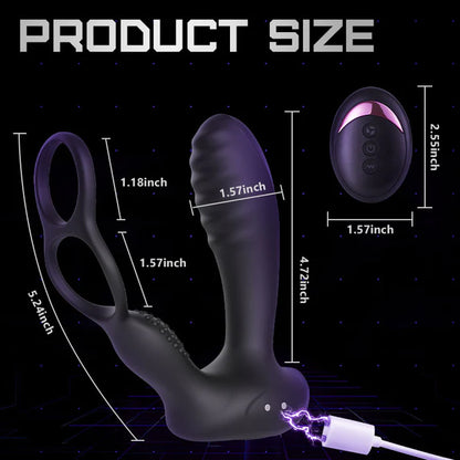 Sensatease - Heating Function Remote Control Anal Plug with Dual Cock Rings