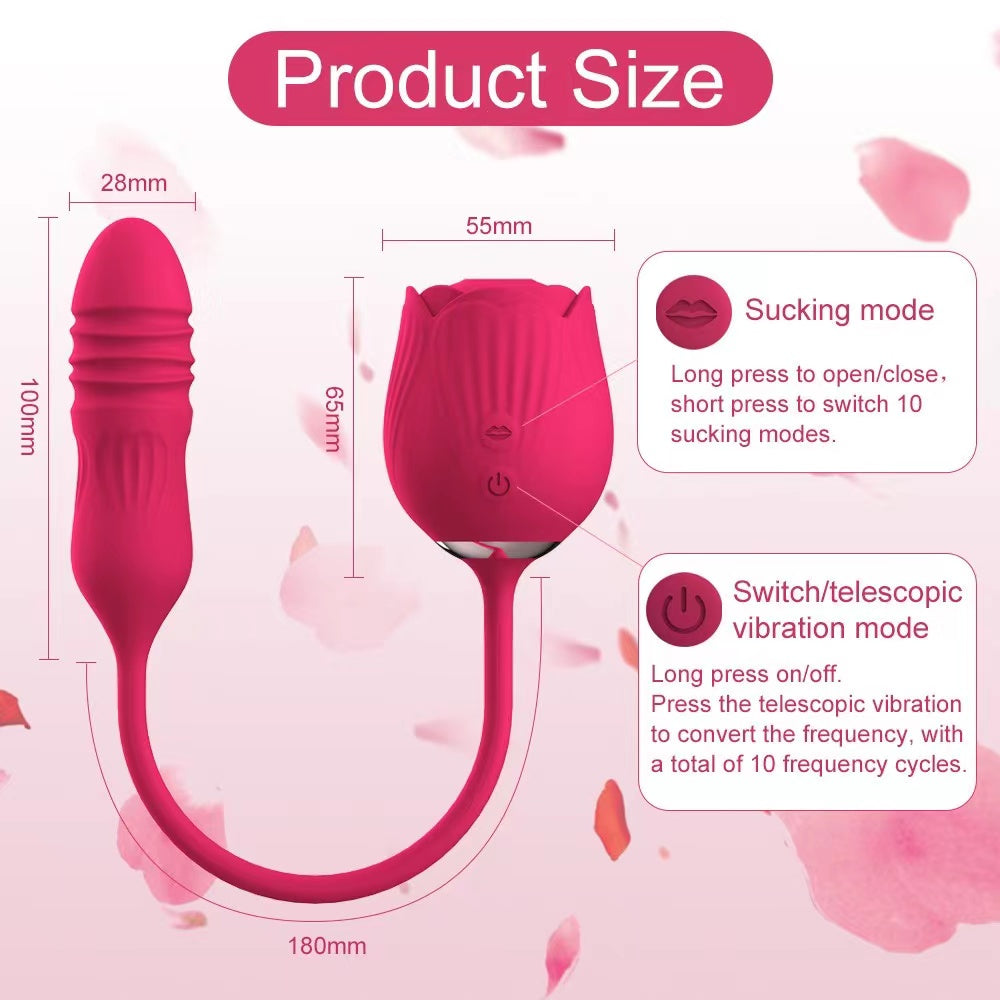 Sensatease-Rose Toy Wibrator Kobieta Teleskopowe Jajko Skaczący Język Licker Sex Zabawki