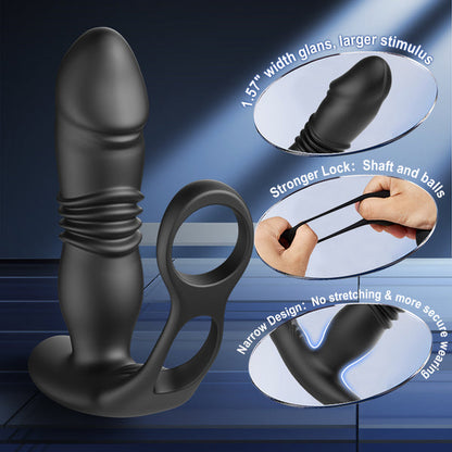 Ssensatease Glans 12 Thrusting & 3 Vibrating Cock Rings Prostate Massager