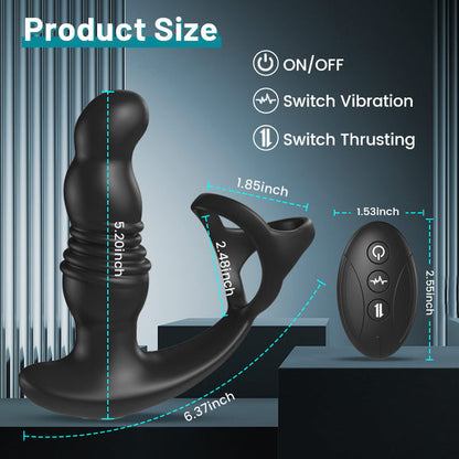 Sensatease 2 in 1 3 Thrusting 7 Vibrations Anal Massager with Cock Ring