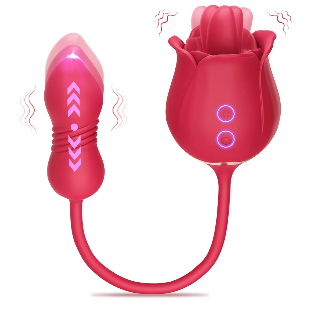 Buy 2in1 Long Rose Vibrator Purple, Rose Toy